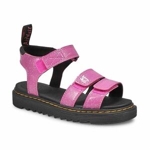 Size 13 Kids Dr. Martens  Girls Pink and Black Sandals Bold Comfort